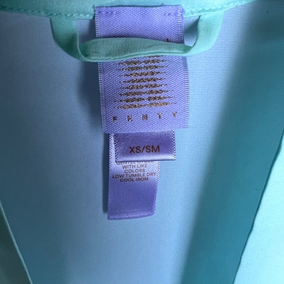 Savage x Fenty Icy Blue & Green Satin Mini Robe with Belt - Rhianna Lingerie - Picture 9 of 10